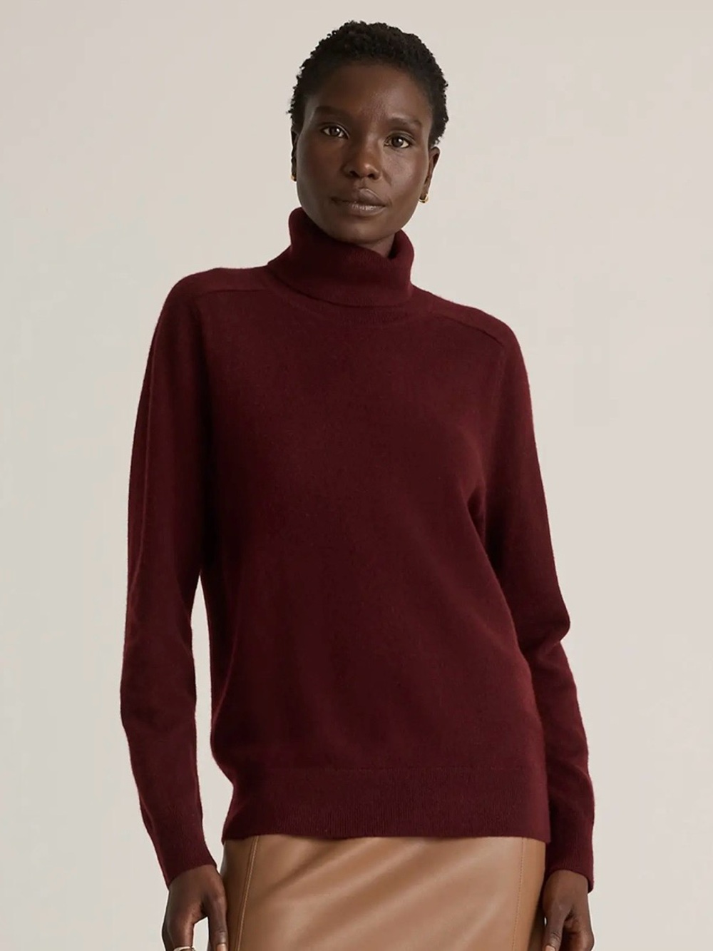 Quince Mongolian Cashmere Turtleneck Sweater Burgundy Size S NWOT